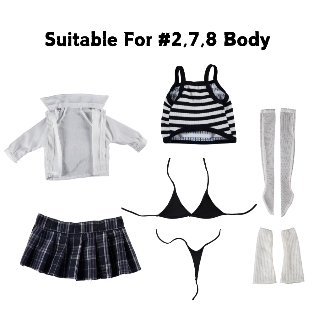 Image of Sexy Dolls Outfits White Shirt Hot Student School Uniform (For #2,7,8 Body)